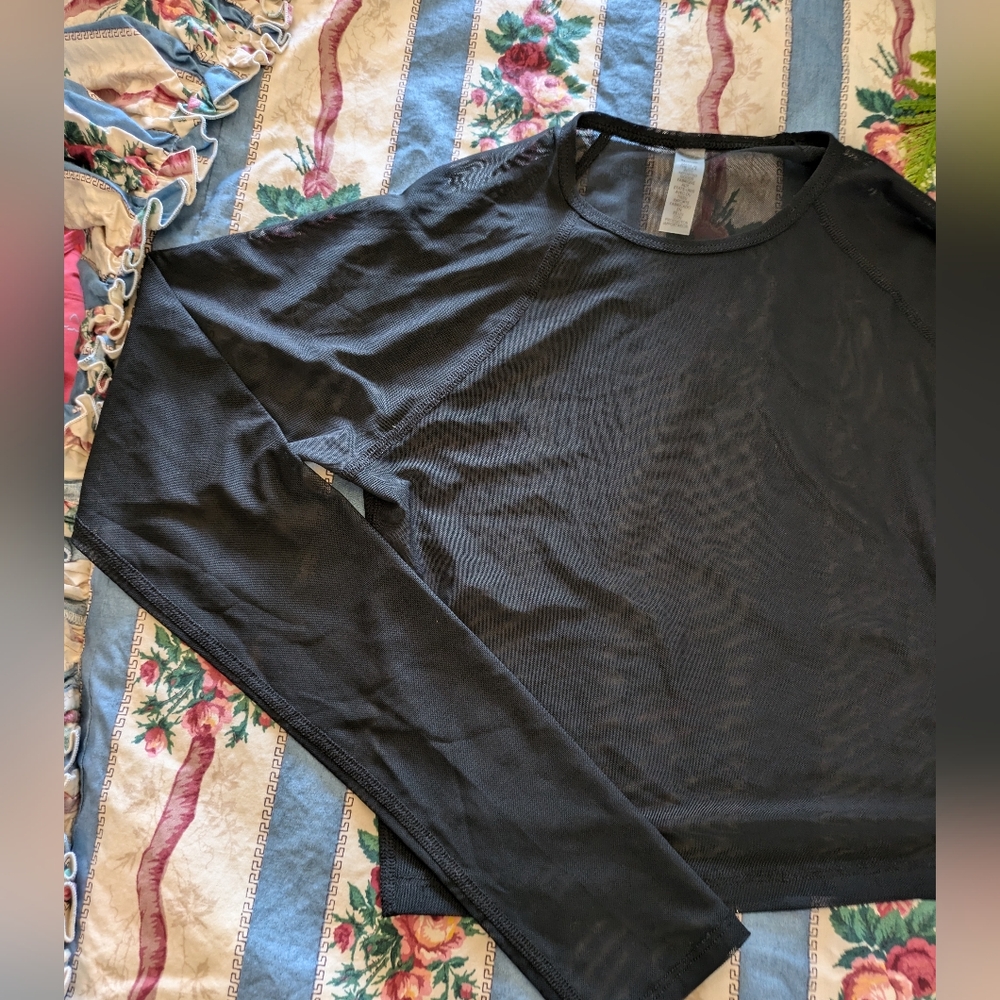 see through mesh yoga shirt